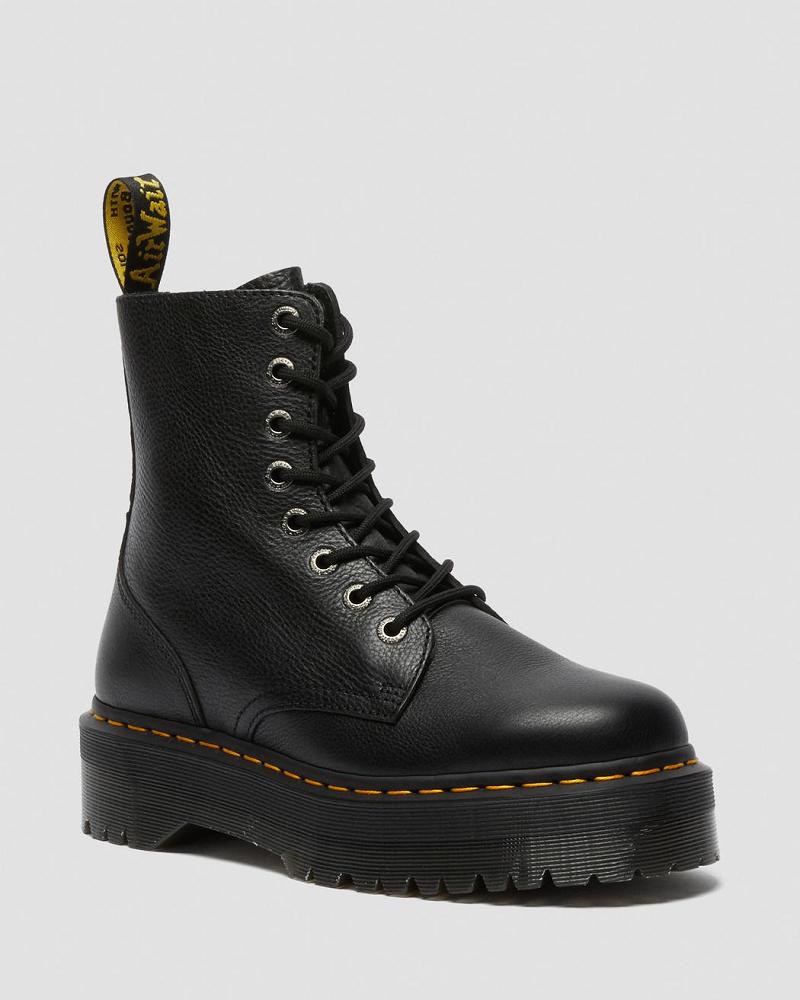 Black Men\'s Dr Martens Jadon Pisa Leather Platform Boots | CA 557WNB